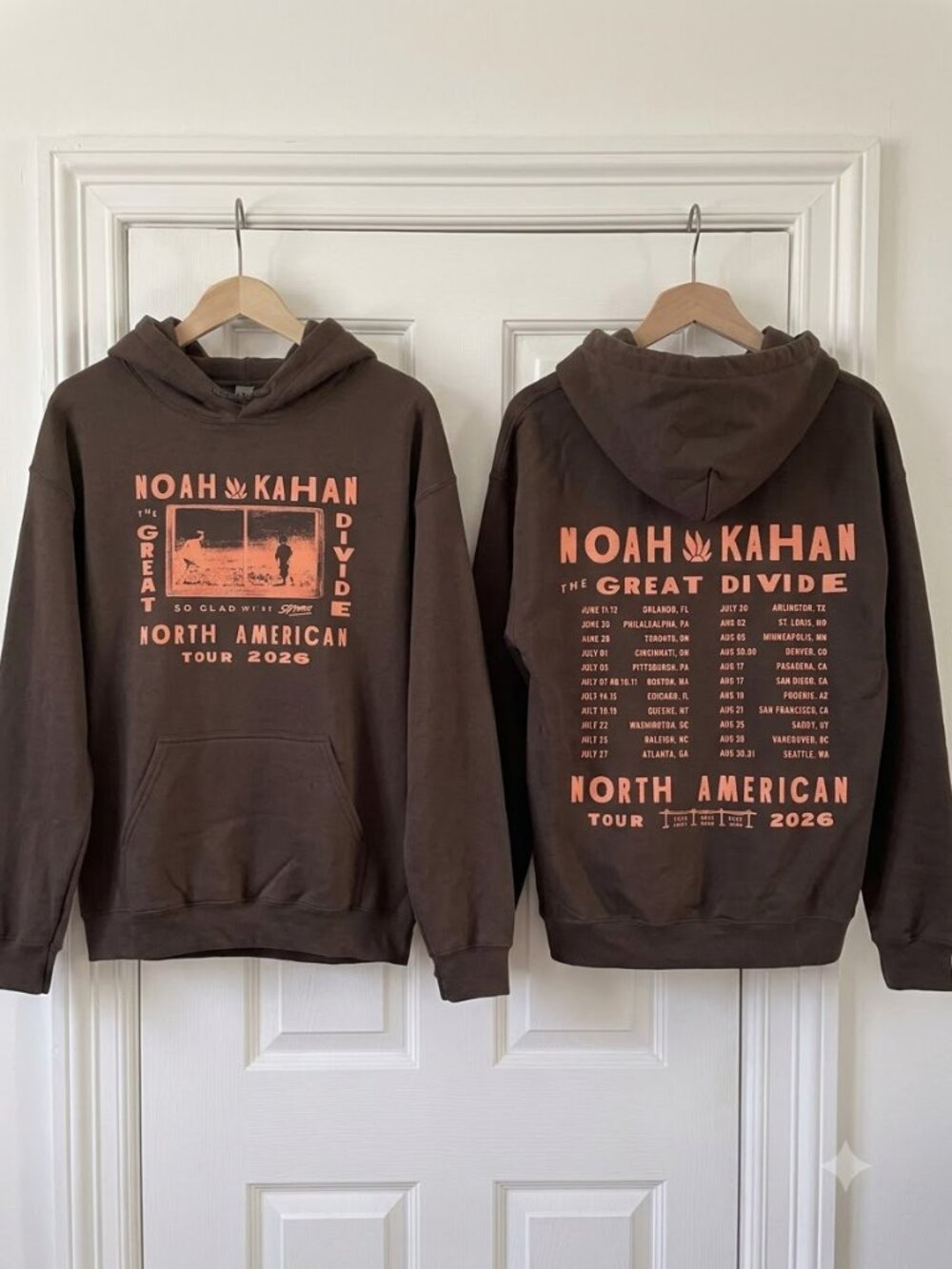 Noah Kahan "The Great Divide" North American Tour 2026 Hoodie Dark Chocolate